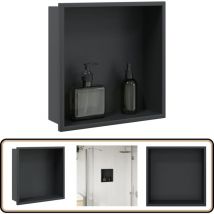 Niche de douche noir mat 32x32x9 cm acier inoxydable - Niche De Douche - Meuble De Salle De Bain - Rangement Salle De Bain - Étagère Murale - Inox