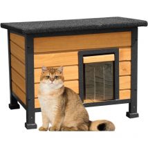 Maison en bois pour chat à l'extérieur avec 3 étages et toit résistant aux intempéries Grande cage d'intérieur pour chat avec hamac et boîte de repos
