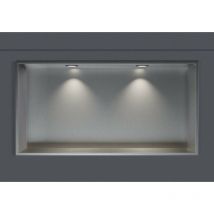 Bernstein - Niche murale douche acier inox + 2 Spots led, étagère rangement douche salle de bain encastrable - 30x60x10cm - Couleur au choix - Acier