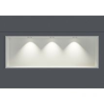 Bernstein - Niche murale douche acier inox + 3 Spots led, étagère rangement douche salle de bain encastrable - 30x90x10cm - Couleur au choix -Blanc,