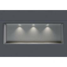 Bernstein - Niche murale douche acier inox + 3 Spots led, étagère rangement douche salle de bain encastrable - 30x90x10cm - Couleur au choix - Acier