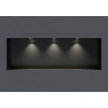 Bernstein - Niche murale douche acier inox + 3 Spots led, étagère rangement douche salle de bain encastrable NT309010X - 30x90x10cm - Noir, 3x cadre