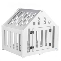 Pet World Design - Niche pour chien d ́intérieur en bois, cage pour chien, lit pour chien:WHITE (blanc), l 85x70x80cm