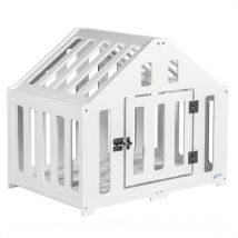 Pet World Design - Niche pour chien d ́intérieur en bois, cage pour chien, lit pour chien:WHITE (blanc), m 74x53x64cm