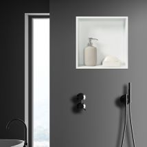 [neu.haus] - Nicho de ducha Kristinehamn acero inoxidable 32x32x10cm - Blanco mate