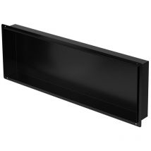 Luxebath - Nicho de Ducha de Acero Inoxidable 90x30x10cm cm Negro Marco de Pared Empotrado Alicatable Estante Integrado Instalación Flexible para
