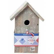 Nichoir a oiseaux et moineaux en bois blanchi