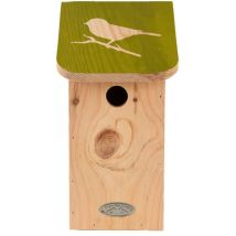 Nichoir Mésange Bleue Pochoir - 15,7 X 14,7 X 27,8 Cm - Beige Et Vert - Livraison Gratuite