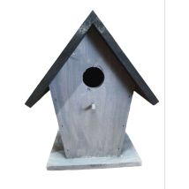Nichoir pour oiseaux 18.5 x 15 x 23 cm en bois gris / noir Animallparadise