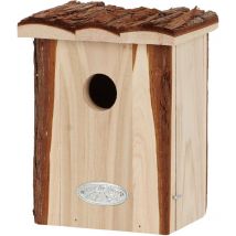 Nichoir pour oiseaux avec toît en écorce Roitelet