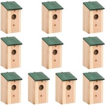 Doc&et² - Lot de 10 Nichoirs Nichoirs à oiseaux Bois de sapin massif 12x12x22 cm 31721
