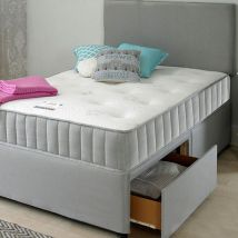 Nicholson Divan Bed with Spring Memory Foam Mattress - 5FT Size / Dark Grey Cotton / No Storage / With Headboard