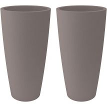 Nicoli Vaso Alto Style cm 36x70H Interno Esterno, con Sottovaso Estraibile (2 PEZZI 36X70, TORTORA)
