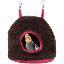 Nid suspendu en peluche pour perroquet, 4 couleurs pour animaux de compagnie, nid en peluche chaud pour oiseaux, hamac en laine berbère (marron)