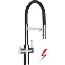 Vizio - niederdruck 3 Wege Wasserhahn Küchenarmatur Spültischmischer, Verchromt mit 360° schwenkbarem Auslauf, abnehmbare 2 strahl Handbrause,