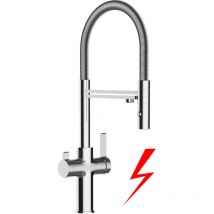 Vizio - niederdruck 3 Wege Wasserhahn Küchenarmatur Spültischmischer, Verchromt mit 360° schwenkbarem Auslauf, abnehmbare 2 strahl Handbrause - vzfc