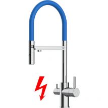 Vizio - niederdruck 3 Wege Wasserhahn Küchenarmatur Spültischmischer, Verchromt mit 360° schwenkbarem Auslauf, abnehmbare 2 strahl Handbrause,