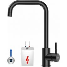 Cecipa - Niederdruck Armatur Küche Schwarz Wasserhahn Küche Schwarz mit 3 x G3/8 Anschlussschläuchen, Küchenarmatur Niederdruck Edelstahl 304,