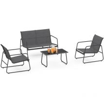 Niedrige Gartenmöbel malaga 4-Sitzer mit Sofa, Sesseln und Tisch Anthrazitgrau