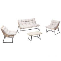 Gartenmöbel-set Mit 4 Plätzen Aus Rattanharz & Stahl Guahana