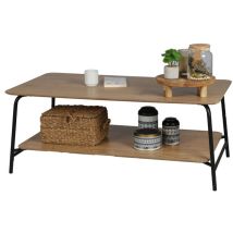 Offener Couchtisch Im Industriestil, Kollektion Pagnol – Farbe Helles Eichenholz, Maße 110x60xh44 Cm