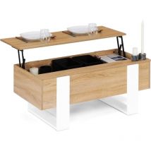 Niedriger Tisch mit rechteckiger Klappplatte phoenix aus Holz und Weiß