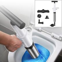 Hochdruck-Toilettenentsperrer mit 4 austauschbaren Köpfen, Toilettenpumpen-Entblocker, Rohrentsperrer für Toilette, Waschbecken, Bodenabfluss, 