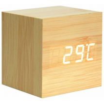 [NIEMALS VERWENDET] Holzwecker Mini-Digitaluhr mit 3 Helligkeitsstufen und Sprachsteuerung, perfekt für Familienreisen