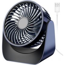 Odipie - niemals verwendet] Leiser USB-Ventilator, Mini-Tischventilator, 3 Geschwindigkeiten, 360°-Drehung, kleiner leistungsstarker tragbarer
