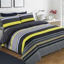 Night Zone - Benjamin Stripe Reversible Duvet Cover Set, Black, Super King