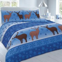 Night Zone - Christmas Fawn Reversible Duvet Cover Set, Blue, Single