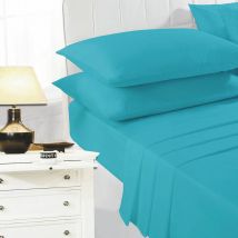 Night Zone - Easy Care Polycotton Fitted Sheet, Teal, Double