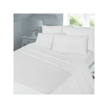 Night Zone - Plain Dyed 100% Brushed Cotton Flannelette Duvet Cover Set, White, Super King