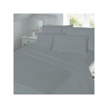Night Zone Plain Dyed 100% Brushed Cotton Flannelette Duvet Cover Set, Grey, King
