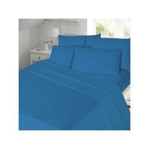 Night Zone - Plain Dyed 100% Brushed Cotton Flannelette Duvet Cover Set, Blue, Double