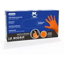 Gants Nitrile Orange nigrip Non Poudré Taille l, Sans Latex, Boîte 50 pièCEs Ultra-Résistantes, SuperGrip, Usages Multiples - Keli