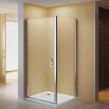 NIKY Cabine porte de douche d'angle H 195 cm verre 8 mm transparent 80 x 70 cm (porte 80)