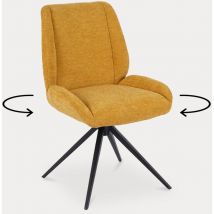 Mobilier Deco - nilly - Lot de 2 chaises en tissu jaune pieds en métal noir