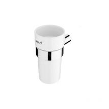 Bormo - Gobelet pour brosses à dents et dentifrice, avec support, céramique blanche/chrome br 11058KN-26 - Nimco