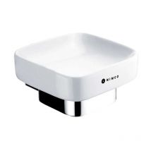 Kibo - Seifenschale mit Halter, weiß Keramik / chrom Ki 14059K-26 - Nimco