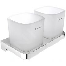 Maya - Verre pour brosse à dents et dentifrice avec support, verre dépoli / chrome ma 29058D-C-26 - Nimco