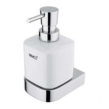 Nimco Nikau - Keramischer Seifenspender Mit Halter, 250 Ml, Weiß/chrom Nk 30031k-26
