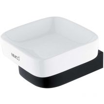 Nimco - Nikau - Seifenschale mit Halterung, Keramik Weiß/Schwarz matt nkc 30059K-90