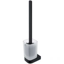 Nimco - Nikau - Wand-WC-Bürste mit Halter, mattiertes Glas/schwarz matt nkc 30094CN-HR-90