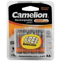 Batteries NiMH R06 1.2V 2500mAh – Pack de 4 avec boîte de rangement – Electricité et domotique