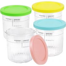 Ninja Creami Pints and Lids 4-Pack, Ninja Creami Deluxe NC501 NC500 Series Ice Cream Maker Containers with Leak-Proof Lids, bpa Free, Dishwasher Safe
