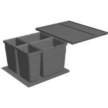 Ninka Eins2vier Set KB 600/Seitenwand 16 mm Dunkelgrau – Abfallsammler-System für Schubkästen – 2 x 6L und 2 x 13,5L