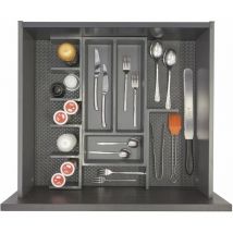 Besteckeinsatz mit Trenner Basis-Set 1 Tiefe 500/550mm, dunkelgrau - Ninka