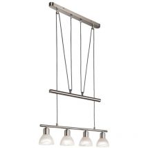 Nino Leuchten - Pendule led Jojo à 4 ailes. Daytona nickel, verre alab.blanc avec 4xE14.3W, led l: 60cm, verre 10cm, réglable en hauteur faux