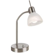 Led Tischleuchte 1-f.Daytona Nickel,Glas alab. Weiss incl.1xE14,3W,LED H:30cm,Glas 10cm,mit FlexarmFALSCH